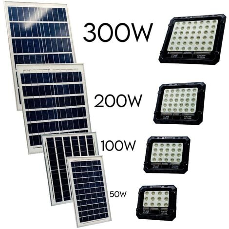 Faro LED Faretto con pannello solare fotovoltaico 25W 40W 60W 100W 200W 300W