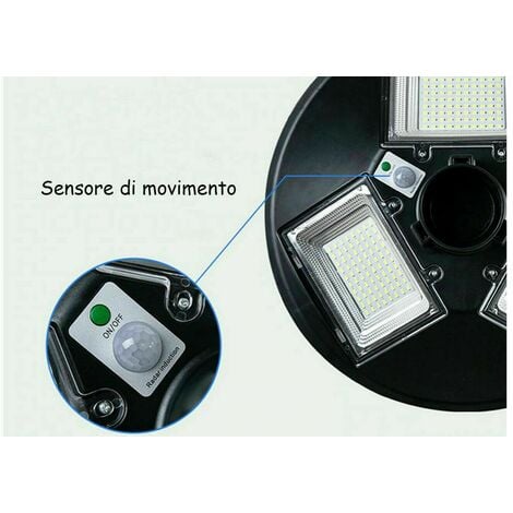 LAMPIONE SOLARE LED 150W 200W 300W CREPUSCOLARE IP66 LUCE FREDDA TELECOMANDO  300