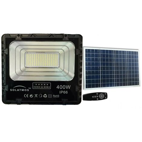 SQUADO - Faro 400W A Led Con Pannello Solare E Sensore Crepuscolare Con Telecomando