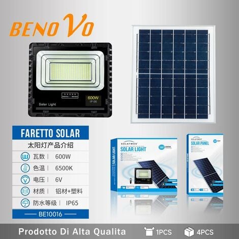 Faro Led Con Pannello Solare 50W 6500K IP66 Cavo 2 mt 400lm