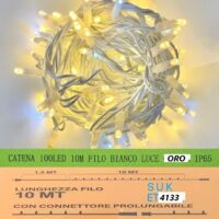 Catena luminosa 100 led luci di Natale 10mt prolungabile da esterno luce ORO flash BIANCO ip65 - ET4133