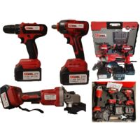 kit 3in1 FLEX Smerigliatrice 125MM Trapano Avvitatore e Impulsi 2 Batterie 4.0Ah