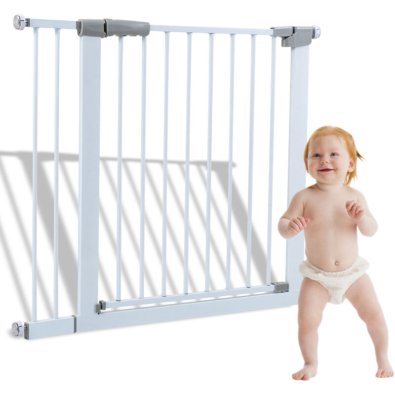 Wolketon Türschutzgitter Treppenschutzgitter für Baby Kinder Sicherheitstür  89-96 cm breit weiss