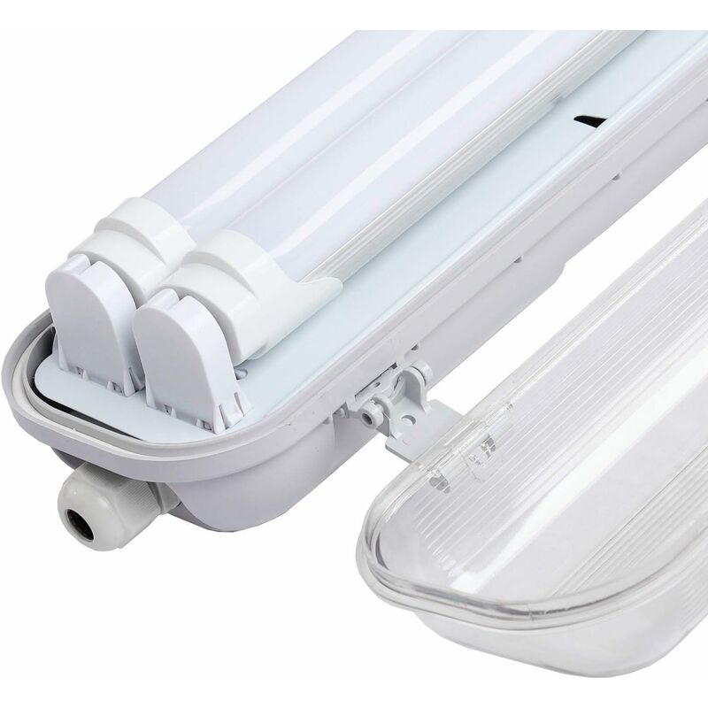 LED Feuchtraumleuchte Wannenleuchte 2 Fassungen 60 cm Röhre Keller Werkstatt 