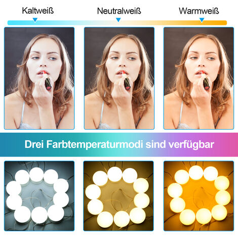 Wolketon LED Spiegelleuchte für Make Up Schminktisch 10 LED Dimmbar usb DIY  Lampe