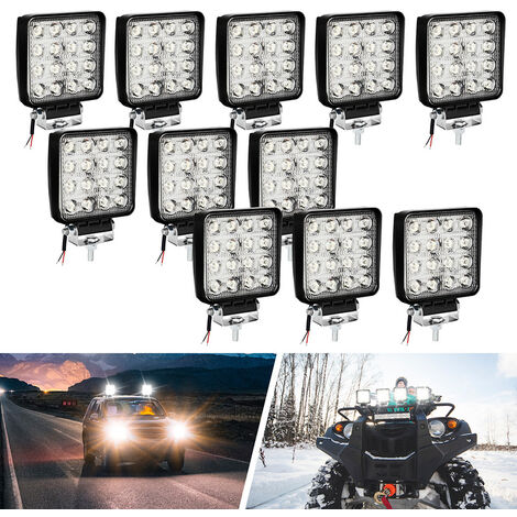 Wolketon Rechteck LED Arbeitsscheinwerfer IP67 Wasserdicht 12V 24V LED  Scheinwerfer für LKW,Offroad, SUV, ATV,traktor Rückfahrscheinwerfer 48W 10  Stück
