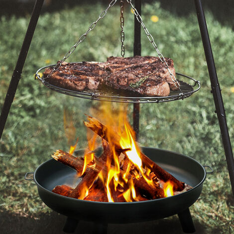 Runder Stahl-Feuerkorb Großer BBQ Grill Garten Schüssel Outdoor Camping  Heizung Log Brenner