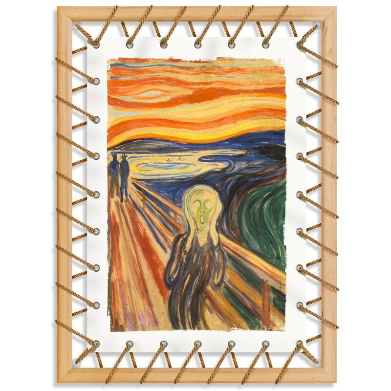 MUNCH L'URLO - Tela pittorica stampata e tesa su telaio in legno con corda di  canapa. Misura: 70X95cm