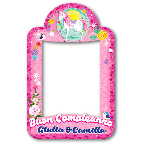 Cornice selfie Compleanno Rosa Unicorno - Bambine 50x70 cm