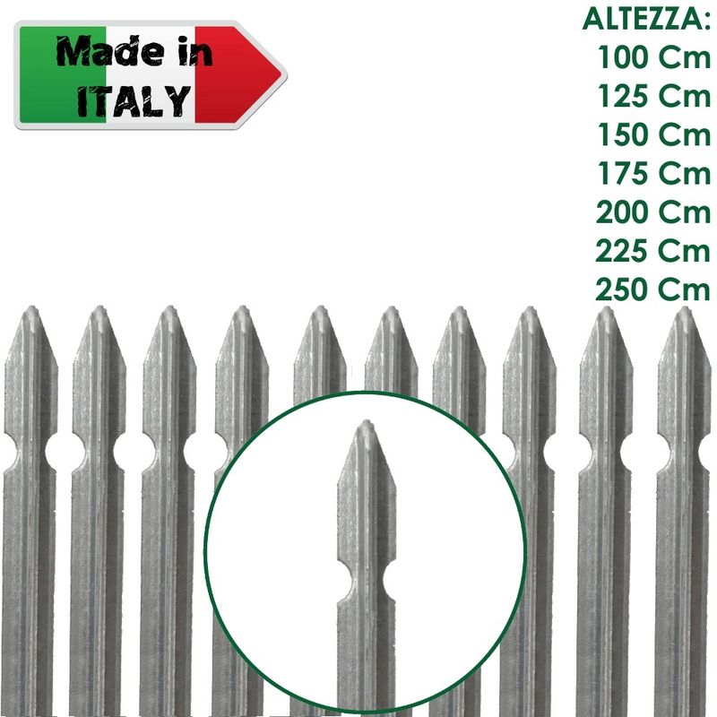 PALETTO ZINCATO PER RECINZIONI SEZIONE A T 30X30X3,5 PALO IN FERRO H 200