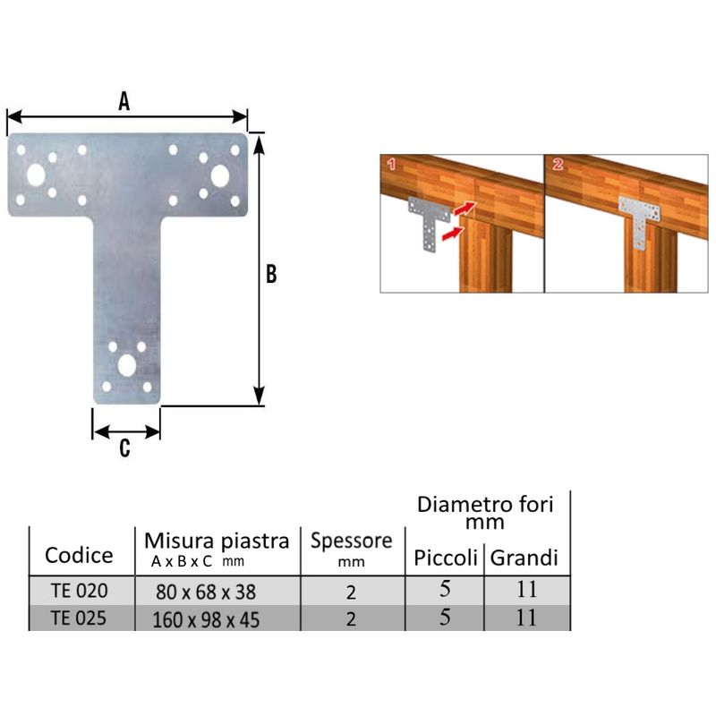 Piastra angolare 90° con nervatura staffa ancoraggio scarpa per fissaggio  legno - cod. KS 05