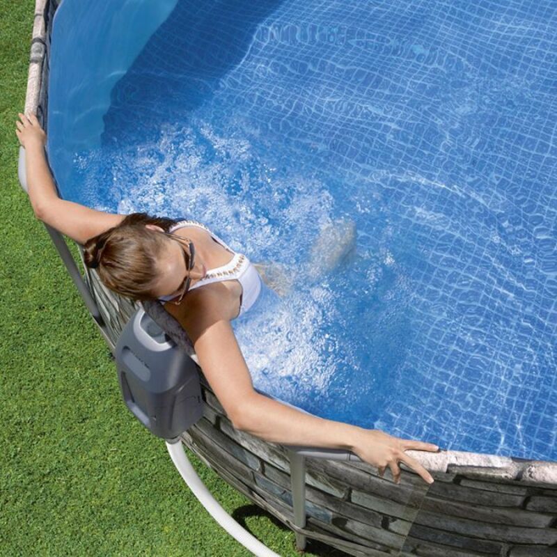 Bestway 56719 Piscina fuoriterra 610x366xH122 cm struttura ovale effetto  pietra