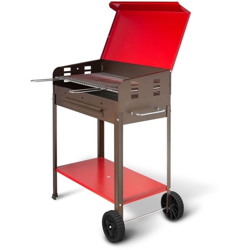 BARBECUE GRIGLIA A CARBONE VANESSA BBQ COPERCHIO 2 RUOTE CARBONELLA  GIARDINO 40x50xH90cm