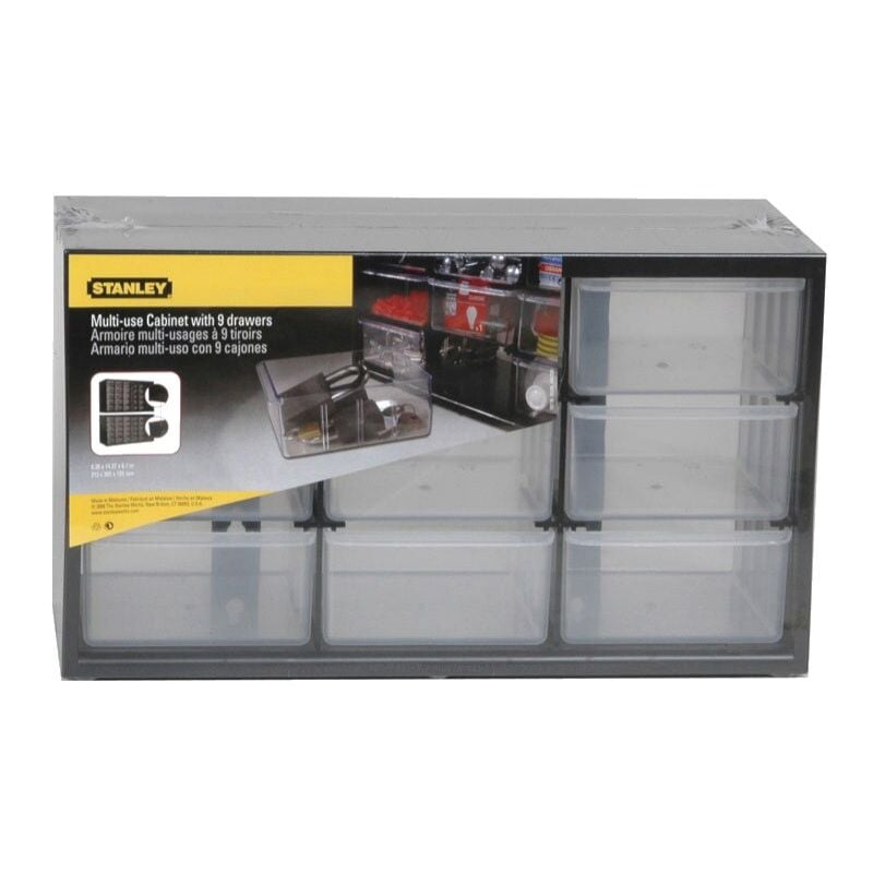 STANLEY ORGANIZER 9 SCOMPARTI CASSETTI GRANDI TRASPARENTI SENZA BLOCCO  36x15X22