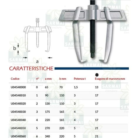 USAG 454 ESTRATTORE A 2 BRACCI REVERSIBILI PER ESTERNI INTERNI  PROFESSIONALE - Nr. 5 - 270x220 mm