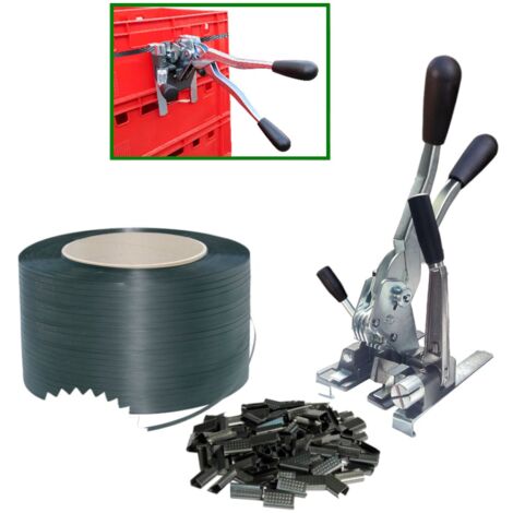 KIT REGGITURA ORTOFRUTTA ROTOLO REGGIA 15mm 750m TENDIREGGIA CON STAFFE +SIGILLI