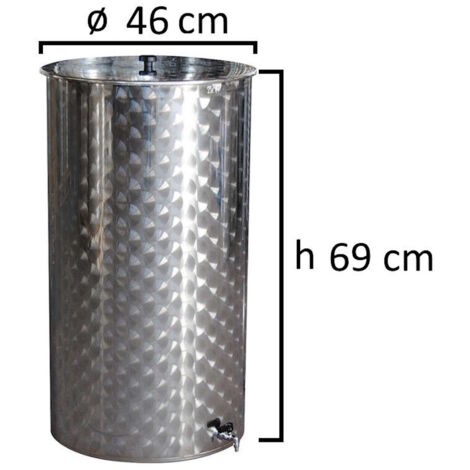 BOTTE PER VINO OLIO CONTENITORE PER ALIMENTI IN ACCIAIO INOX 18/10 BELVIVERE - Piedistallo: NO - Olio di Vasellina: No - Capacità Botte: 100 LT - Ø 46 x H 69 cm - Galleggiante: NO - Rubinetto: Acciaio