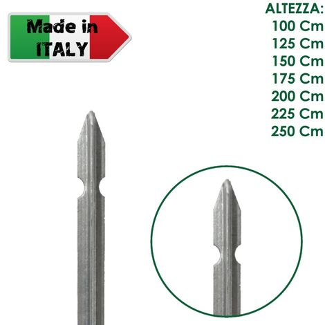 1 PZ PALO PALETTO IN FERRO A T 35x35x3,5 mm ZINCATO ZINCO PER RETE RECINZIONE - H 250 cm