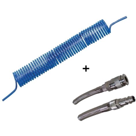 TUBO POLIURETANO 5,5x8 mm 10 metri COMPRESSORE ARIA COMPRESSA SPIRALE CODOLO + RACCORDI (1/3)