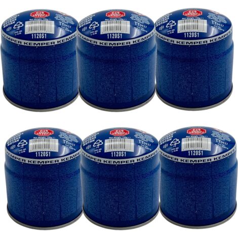 Bomboletta GAS BUTANO KEMPER bombola 190gr ricarica bbq, fornello e campeggio 6 pezzi