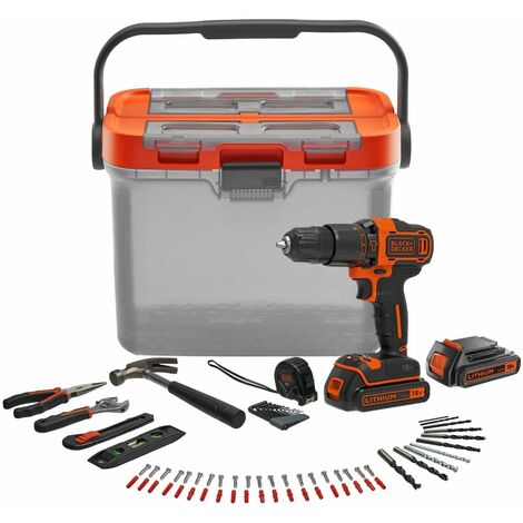 Black+Decker BCKSB03-QW Trapano avvitatore a percussione con valigetta, utensili (1/3)