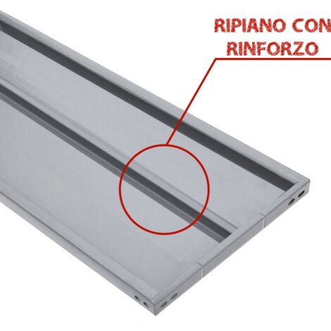 Scaffale Metallico 5 Ripiani Grigio - 100x40x200 Cm, Per Garage, Cantina, Ufficio