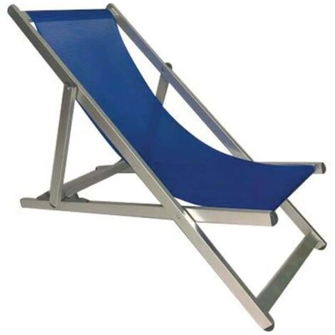 Milani Home Sdraio Pieghevole In Alluminio E Textilene Blu, Per Campeggio, Spiaggia, Piscina E Giardino, Portata 100 Kg