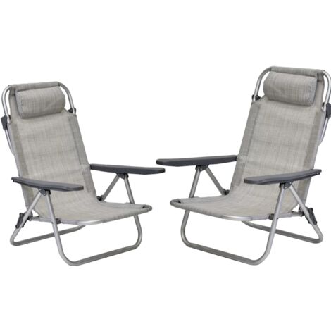 COPPIA XONE SEDIA MARE SPIAGGINA PRO IN ALLUMINIO TELO TEXILENE COLORE GRIGIO (1/4)