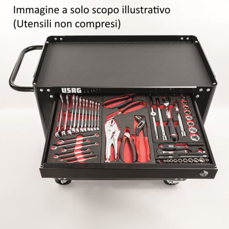 Relaxdays Carrello Portautensili Officina, Carrellino a 2 Ripiani Porta Attrezzi Lavoro, 76x78x35 cm, Max. 100 kg, Nero