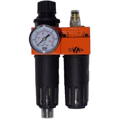 BLCH 3 In 1 Filtro Aria Compressa Con Regolatore E Lubrificatore - 1/2" NPT, Manometro, Scarico Semi-Automatico (Mod. AC4010-04)