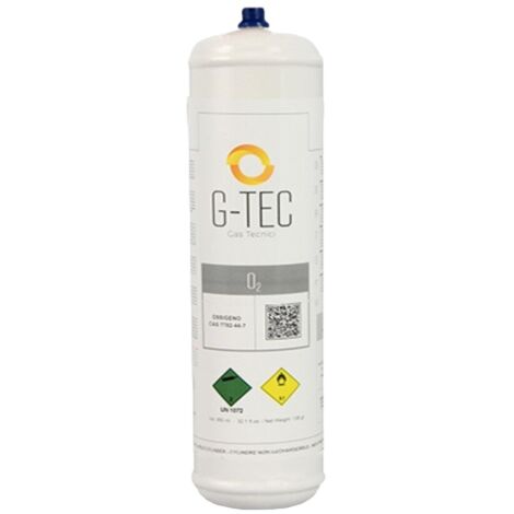 Bombola usa e getta monouso gas Ossigeno O2 110 bar 0,950 lt 147 gr cartuccia