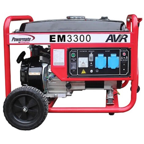Pramac EM3300 Generatore 3 kW OHV a benzina  con AVR Stage V fornito di ruote