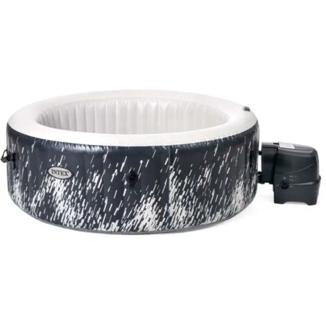 piscina idromassaggio gonfiabile intex "purespa bubble glow deluxe" nero e bianco 4 persone 196x196x71 cm - cod. 28494np