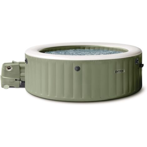Intex – Minipiscina idromassaggio gonfiabile 4 posti – Forma rotonda – Dimensioni 196x196x71 cm – Colore verde oliva – Peso 37.7 kg (1/5)