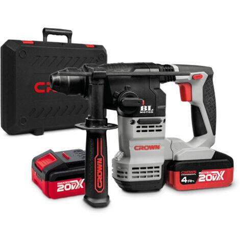CROWN CT28001HX-4 BMC tassellatore demolitore sds-plus 2.3 J 20V 2 batterie 4 Ah