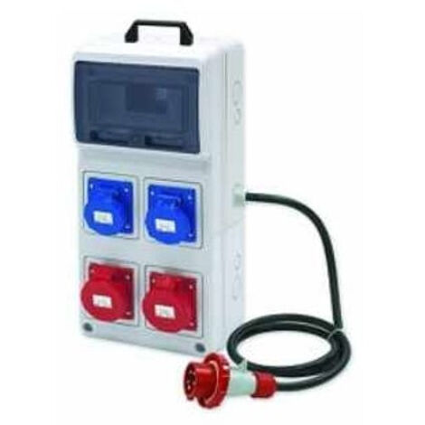 Quadro asc rosi materiale elettrico 2x4p + 2x3p 16a con pulsante di emergenza - 2243 (1/2)