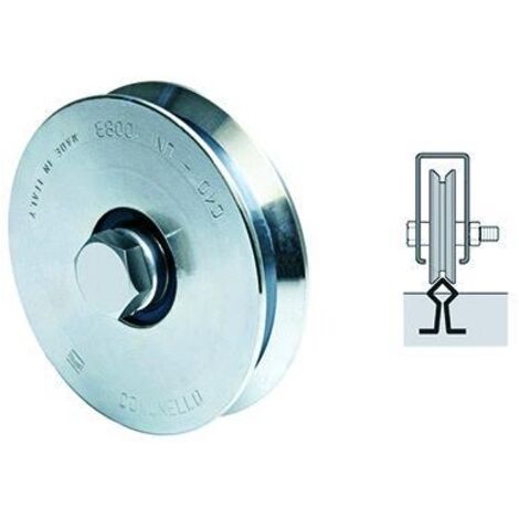 Comunello RUOTA PER CANCELLI CON PERNO GOLA Y 1 cuscinetto art. 306 mm.100x20 8 PZ
