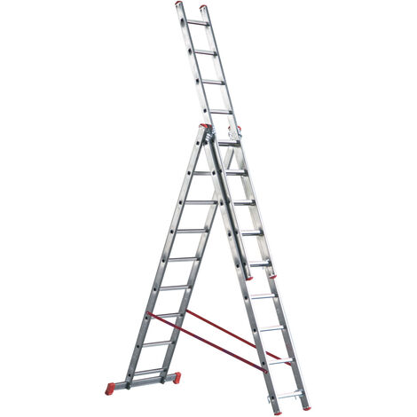 Scala TELESCOPICA a sfilo alluminio MARCHETTI 3 elementi 12 gradini piolo 28 mm