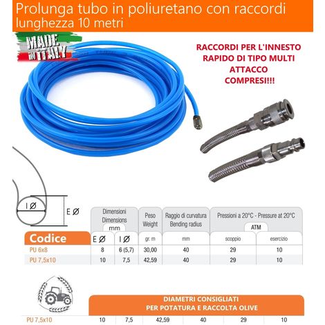 Tubo aria compressa con raccordi universali per compressore