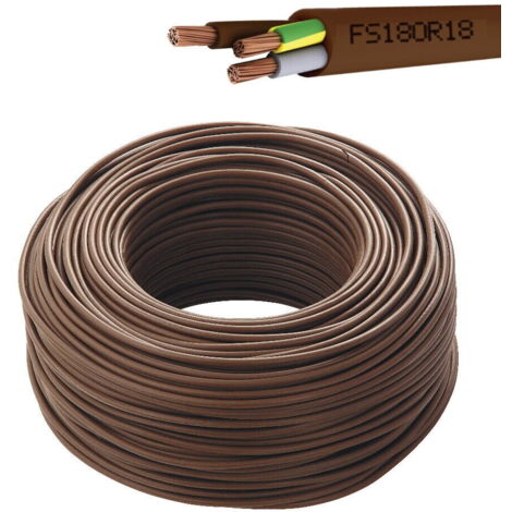 CAVO FILO ELETTRICO MARRONE FS18OR18 300-500V BIPOLARE CON NEUTRO - Metri: 5 - Sezione: 3G 1,5 mm