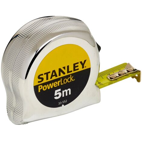 Flessometro cromato STANLEY POWER LOCK metro rullina con gancio 5 metri