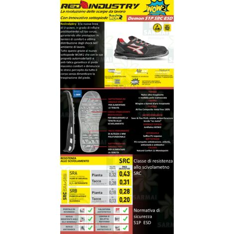 Scarpe Antinfortunistica UPOWER Red industry DEMON S1P SRC ESD U-Power N. 45