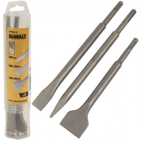 DeWALT DT60330-QZ SET 3 SCALPELLI A PUNTA PIATTO E A SPATOLA 250 mm SDS-PLUS