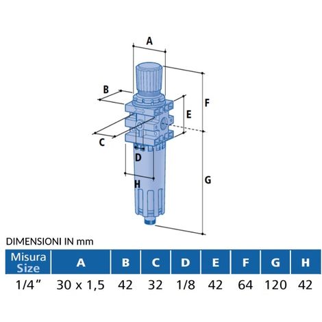 Filtro e Riduttore Regolatore Pressione 1/4 Aria Compressa Utensili  Pneumatici