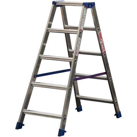 Scala scaletto alluminio doppia salita 5 gradini altezza 1,30 Mt Marchetti GAUDI