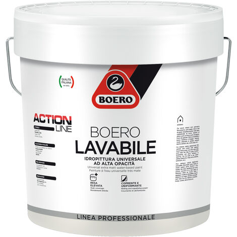 BOERO LAVABILE 5 Litri pittura idropittura extra bianca lavabile antiumidità per interni