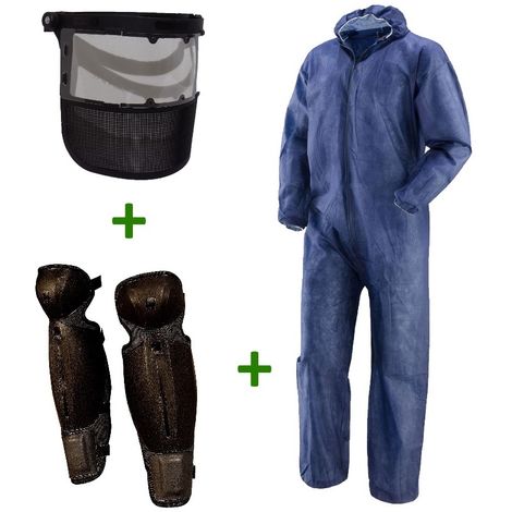 Kit protezione decespugliatore tuta PLP + visiera protezione viso + gambali - Taglia L
