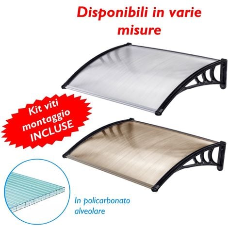 Tettoia per Esterno, Pensilina Tettoia for Porta Coperture per Tettoie  Protezione UV Copertura Moderna in Policarbonato Decorazione Perfetta  MAHFEI (Color : Chiaro, Size : 100x300cm) : .it: Fai da te