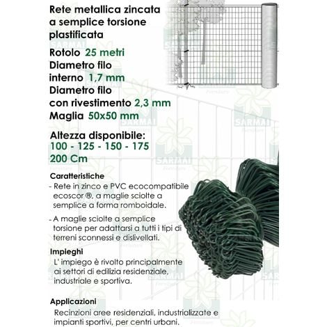 Rete Recinzione Elettrosaldata Metallica Zincata Maglia 50X75 Mm H:100 - Foto 8