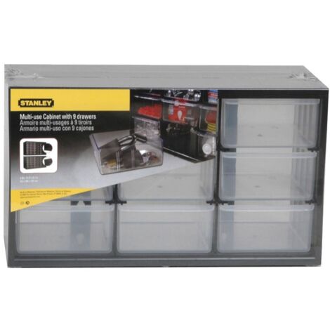 STANLEY ORGANIZER 9 SCOMPARTI CASSETTI GRANDI TRASPARENTI SENZA BLOCCO 36x15X22